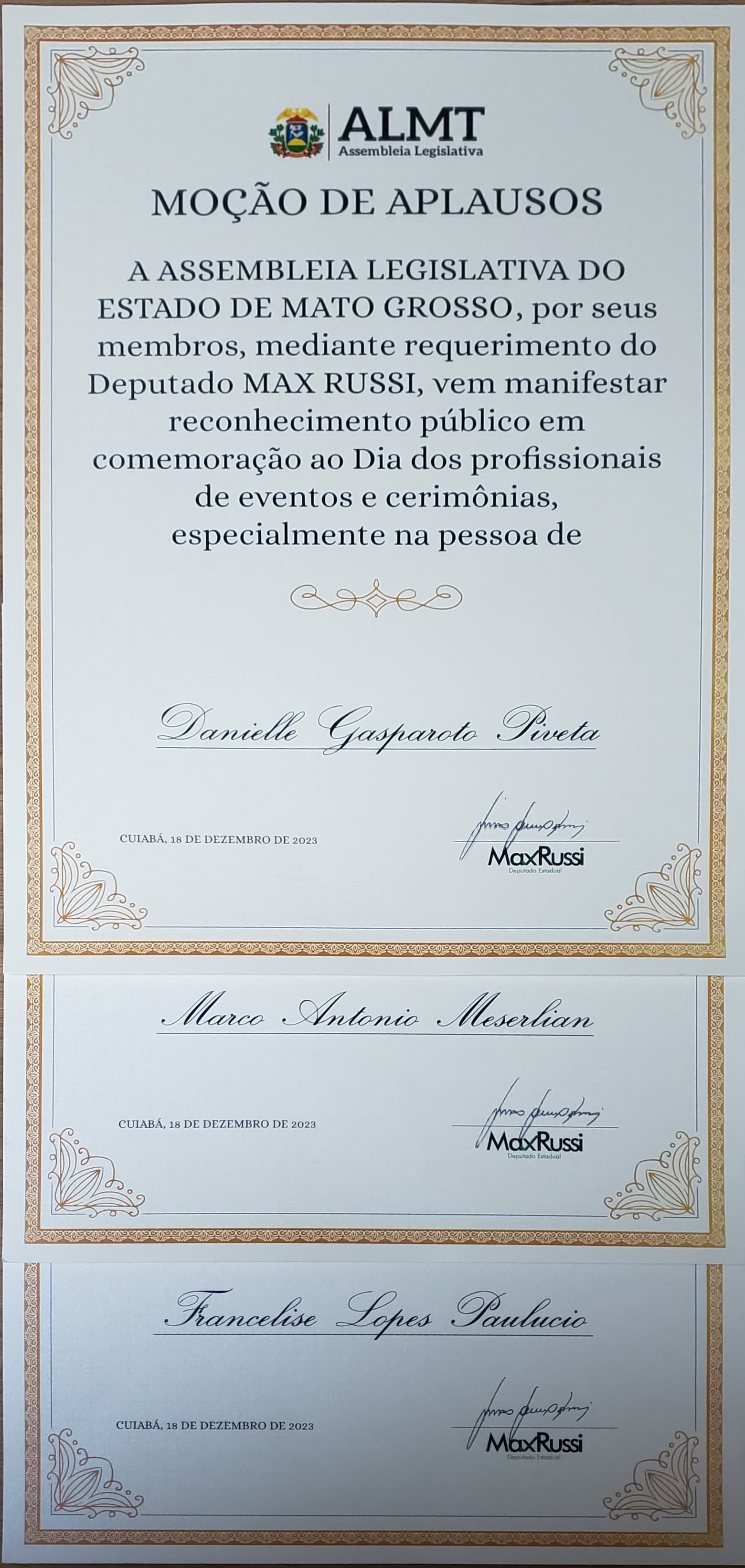 SERVIDORES DA CÂMARA DE ARAPONGAS SÃO HOMENAGEADOS PELA ASSEMBLEIA LEGISLATIVA DO MATO GROSSO